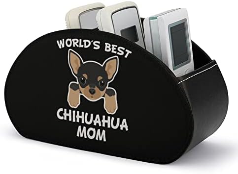 Melhor Chihuahua Mom Mom Remote Control Holder/Caddy/Box/Bandey com 5 Compartamentos PU Organizador de couro com padrão impresso