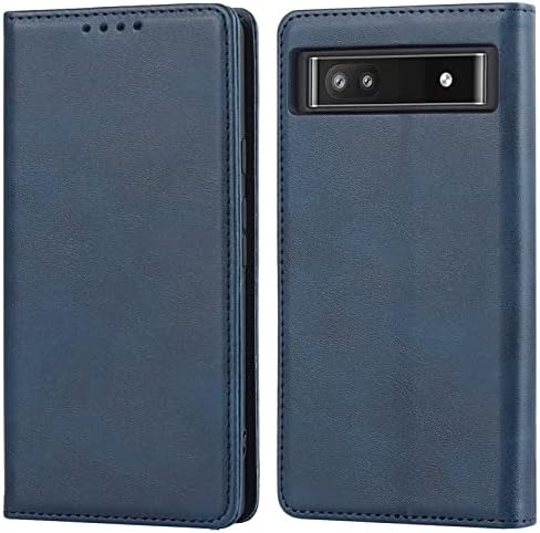 Jaorty para o Google Pixel 6A Carteira, Premium PU Couather Flip Folio Case com slot de cartão, suporte de suporte, fechamento magnético TPU Caso de proteção interior à prova de choque para Google Pixel 6A, azul marinho azul