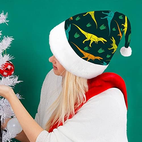 Tyrannosaurus Padrão chapéu de natal chapéu de santa para adultos unissex Comfortar Classic natal boné para férias de festa de natal