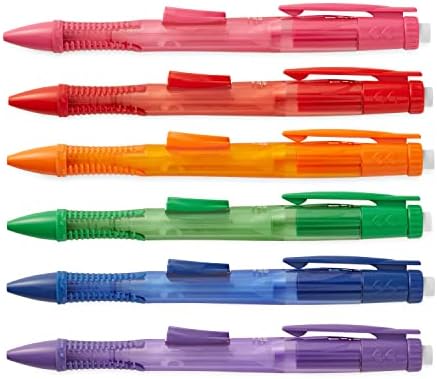 Lápis mecânicos de companheiro de papel Clearpoint, lápis de chumbo de 0,7 mm, barril preto, recarga, 6 pacote e lápis mecânicos