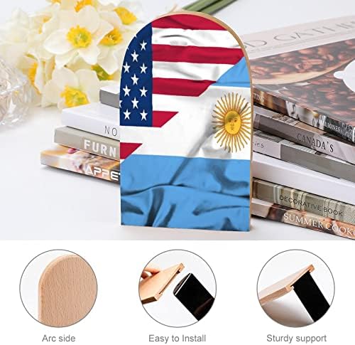 Bandeira de ondulação da Argentina e USA Wood Livro termina 2 PCs Livros de madeira que não deslizam para decoração de escritório em casa Livros pesados/CD/Filmes 5 X3.1 X3.9