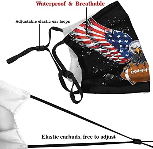 Etaico, bandeira e futebol americano, balaclava de máscara facial lavável com arames e arame de ouvido ajustáveis, 3