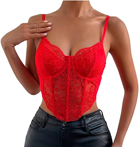 Bustier Corset Tops for Women Corp Sexy Camisole Low Cut Tops Camisoles de renda com sutiã embutido para mulheres namoro noite