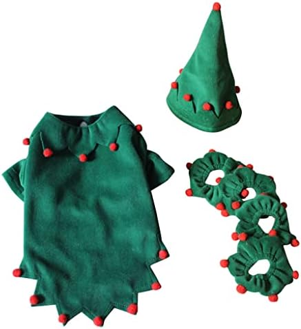 Traje de Natal de gato de cachorro fofo ornaous, vestido de cosplay de natal de estimação, roupas de lã de cachorro