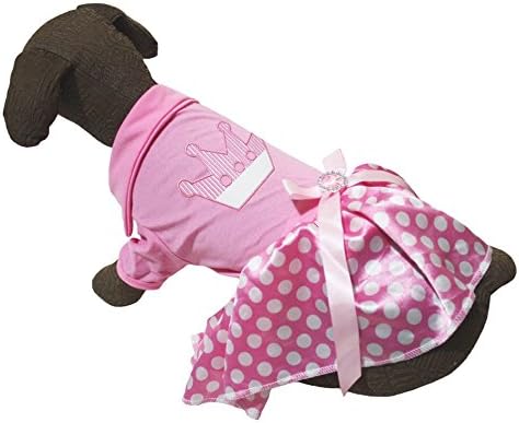 Vestido de cachorro vestido cachorro listra coroa rosa algodão camiseta branca bolinhas tutu