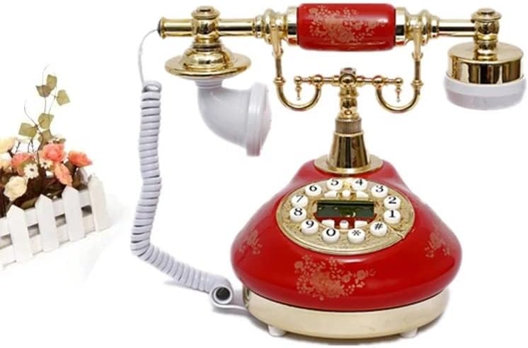 LEPSJGC Telefone antigo telefone antiquado Dial dos telefones antiquados, LCD Display Classic Ceramic Retro Phone