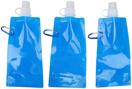 Laionty 3pcs 480ml Bottina de água dobrável de água reutilizável sacos de água leves com garrafas de água portáteis de fivela para acampamento ao ar livre