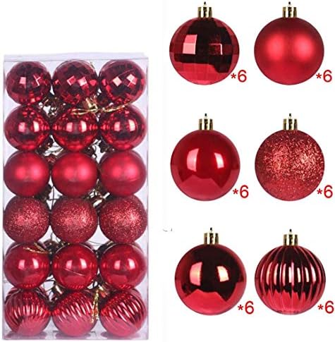 [36 pacote, 1,57 ''] - ornamentos de bola de natal, decorações de Natal com ornamentos de árvores ganchos, decoração de festa de Natal