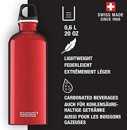 Sigg - garrafa de água de alumínio - Viajante vermelho - com tampa de parafuso - à prova de vazamentos, leve, BPA livre