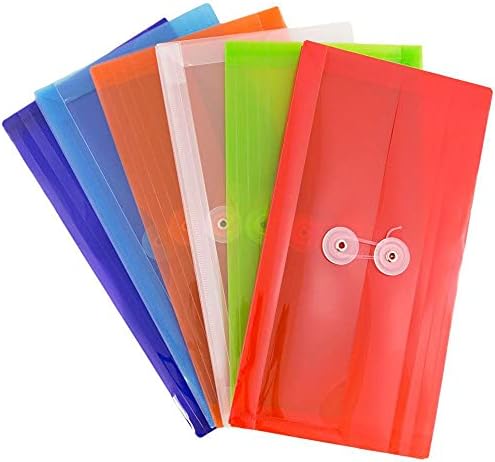 Jam Paper Envelopes de plástico com botão e fechamento da gravata - #10 Livreto de negócios - 5 1/4 x 10 - cores variadas - 6/pacote