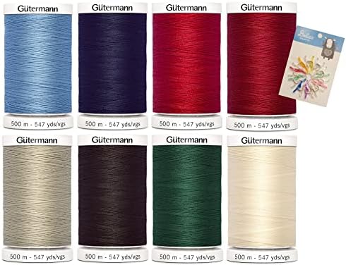 Gutermann Sew-All Thread 547 yd, 8 pacote básico de cores com os clipes de costura de Bella's Crafts Mini