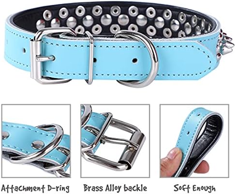 Rachel Pet Products Rivet Spiked Coulded Leather Dog Collar para pequeno ou médio animal de estimação
