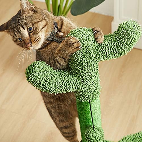Catinsider 35 polegadas Cactus Cat Tree com rede e sisal de sisal embrulhado para gatos verdes grandes