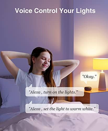 Lâmpadas inteligentes de ohmax, lâmpadas de lâmpadas que mudam de cor A19 E26 75W Equivalente, lâmpadas de wifi lâmpadas inteligentes funcionam com Alexa Google Home e não é necessário hub.