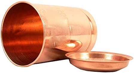 Atração Coloque o copo de cobre com tampa, design simples, água e bebida de armazenamento, 300 ml cada, conjunto de 4