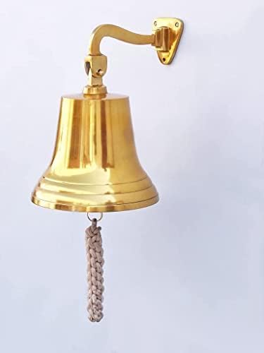 Bell de navio de latão sólido - apresenta campainha de porta de suporte resistente - campainha jumbo montável na parede para