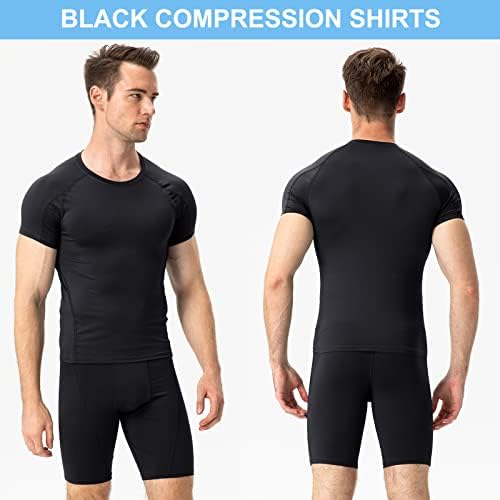 3 Pacote camisetas de compressão atlética masculina de manga curta T-shirt Top Top Cool Dry Dry Baselayer Running Undershirtts