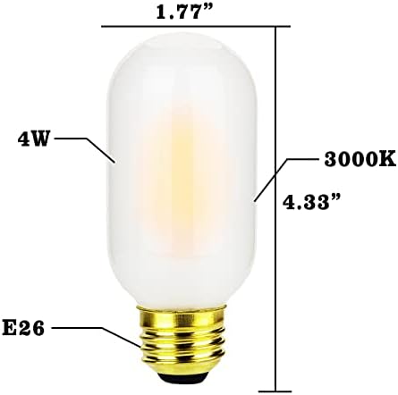 Yaoten Dimmable T45 LED BULBA EDISON, 3000K LAVELA ALTA, LUZ FILAMENTO TUBULAR ANTICO TUBULAÇÃO ANTIGO LUDELA CHANDERLIER, Fosco, Base E26, 40 watts equivalente, 400lm, pacote de 3