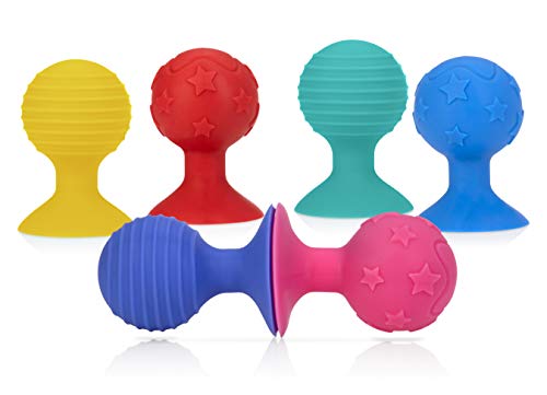 Bola boba boba boba brinquedos de sucção interativa, 2 peças, azul/amarelo