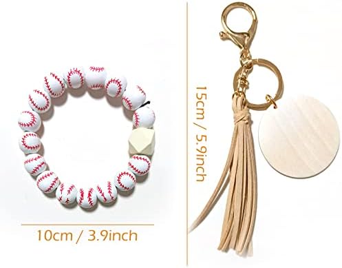 Charm de beisebol de softball chaveiros de madeira pulseira de madeira pulseira de pulseira Mulheres MENINAS ATHETES