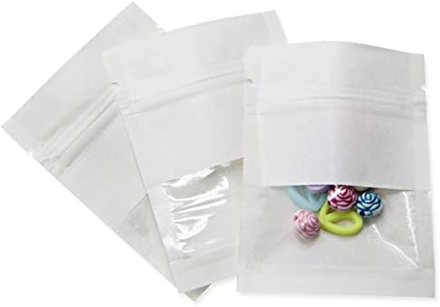 100pcs kraft papel sacos de janela de cheiro de cheiro de alimentos bolsa de armazenamento plana para zíper lock bloqueio doces de