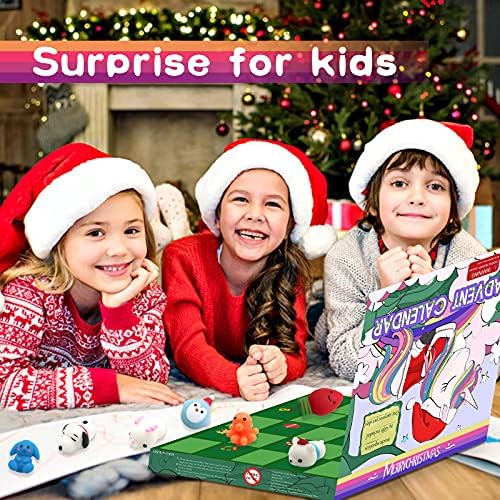 Calendário de advento Ifolife 2022 para crianças, brinquedo de calendário de contagem regressiva de Natal para meninas garotos adultos com 24 PCs Animais de Natal Mochi Sishy, ​​Surpresa Brinquedos de Estresse de Surva