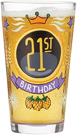 Designs da Enesco por Lolita 21º aniversário pintado à mão Artisan Beer Pint Glass, 16 onça, multicolor