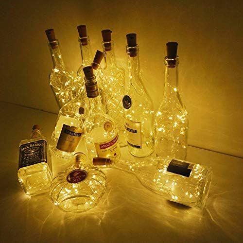 10 pacote 20 LEITOS de garrafas de vinho LED Mini Fairy String Lights Fios de cobre, luzes estreladas operadas por bateria para DIY, festival, casamento, festa, interna, decoração externa
