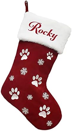 Meias de Natal personalizadas para animais de estimação, meias penduradas de flocos de neve personalizados para cães de gatos de estimação com nomes, decoração de Natal Bolsa de doces para festas de férias de Natal em casa