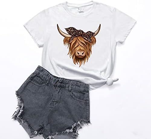 Miashui Camisa de treino feminina Camise de vaca fofa padrão 2023 verão novo feminino feminino de vaca camiseta feminina