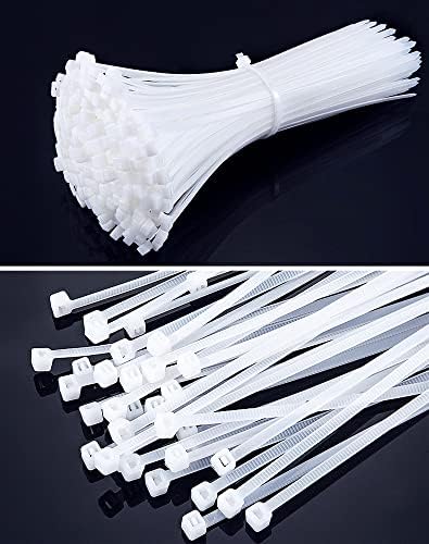 Zip de cabo Ties para serviço pesado 6 polegadas 100pcs Plástico premium laços de arame com 41 libras de resistência à tração de tração de nylon branca de bloqueio branco para interior e externo