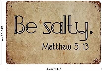 Signo de lata de metal retro vintage ser salgado Mateus 5:13 Bíblia engraçada dizendo Metal Sign Sign Citações inspiradas Sign Pendurada