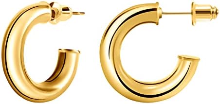 Tiselin 14k Brincos de argola de ouro para mulheres, brincos abertos de aros abertos hipoalergênicos para mulheres jóias