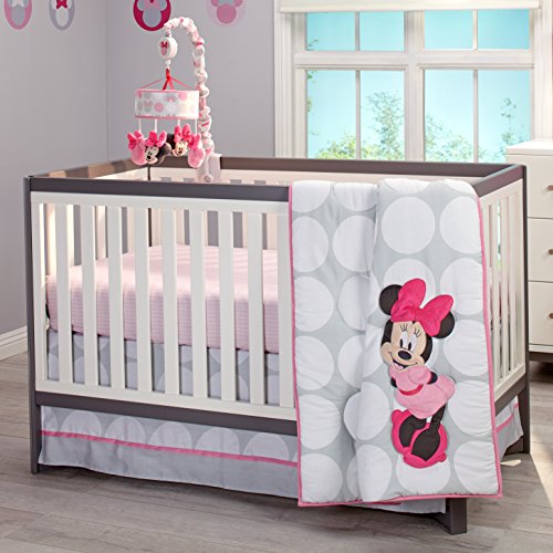 Disney Minnie Mouse Polka Dots Super Soft Apliqued Baby Plain, rosa claro/branco/cinza