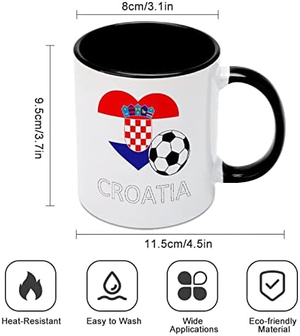Love Croatia futebol de futebol de cerâmica Creative Black Inside Coffee Cup de canecas Durável Handal