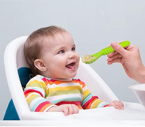 Baby colheres de alimentação auto -alimentação 6 meses - 7 Pacote de silicone de primeiro estágio de treinamento infantil colheres,