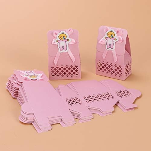 TOMAIBABY 12PCS Caixa de doces de chá de bebê fofo Hollow Out Candy Gift Bags Caixas para crianças De decorações de festa de aniversário