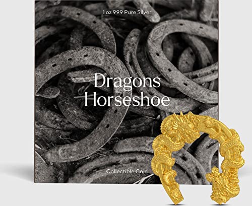 2023 De Dragons Horseshoe Powercoin dourado 1 oz Moeda de prata 5000 Francs Chad 2023 acabamento antigo