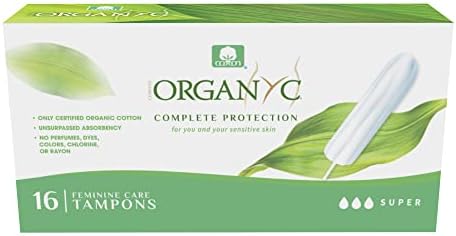 Organyc - tampões de algodão orgânico certificado - sem aplicador, livre de cloro, perfumes, rayon e produtos químicos, 192 contagem, super fluxo