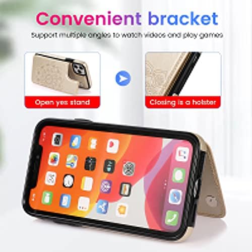 ALASHENG Projetado para iPhone 11 Pro Max Wallet Case com titular de cartão de crédito, slot de cartão de cozinha de couro, tampa durável