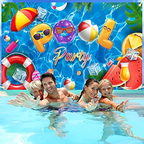 Cenário de festa da piscina da piscina | Banner de festa da piscina de verão para decorações de festa da piscina de piscina