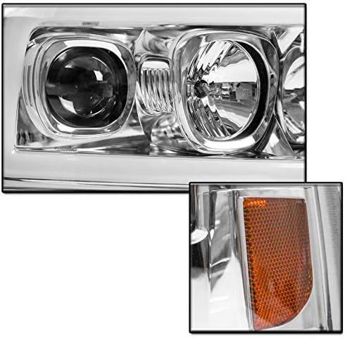 ZMAUTOPTS LED FARÇONS DE PROJETOR CHROME W/6 DRL azul compatível com 1999-2004 Ford F250 F350 F450 F550 Super Duty