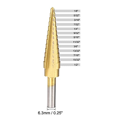 broca de etapa uxcell bit hss4241 1/8 a 1/2 13 tamanhos flautas retas haste triangular para plástico de madeira de metal 2pcs