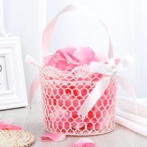 Bestoyard Flower Girl Basket 5 polegadas de casamento cesto de flor alça de cesta de flores com looks simples e generosos