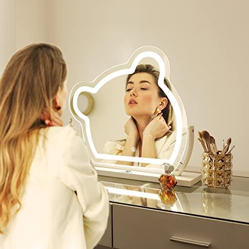 Espelho de vaidade de Fenchilin Hollywood com luzes espelho de maquiagem iluminado por animais de urso