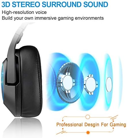 Fone de ouvido de jogo estéreo Diza100, fone de ouvido PS4 com 7 cores que respiram luz LED, fone de ouvido Xbox One com som surround 7.1, ruído cancelando microfone para ps4, xbox One, jogos de PC