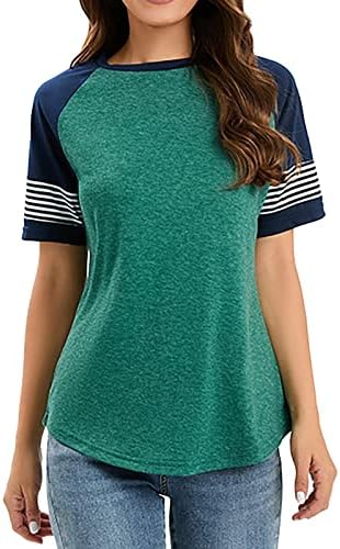 Miashui Camisetas médias T Mulheres Mulheres de manga curta Camisas de pescoço redondo