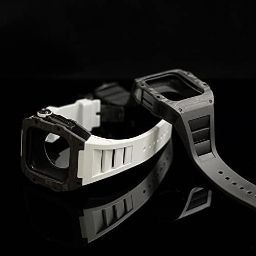 Kappde Luxury Carbon Fiber Case Strap Conjunto para Apple Watch 8 7 45mm 6 5 4 SE 44mm Kit de modificação DIY para iwatch 44mm 45mm