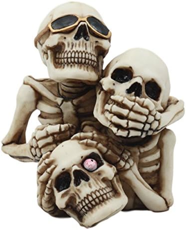 Ebros veja ouvir falar, não é malvado empilhado esqueleto cômico Pen Holder Statue Day of the Dead Skull Fture Three Wise Skeletons