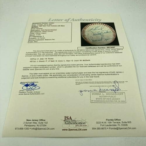 Derek Jeter Mariano Rivera 1997 Yankees Team assinou beisebol com JSA COA - Bolalls autografados